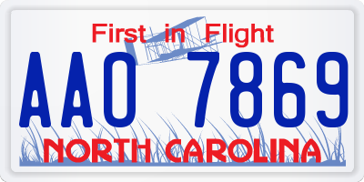 NC license plate AAO7869