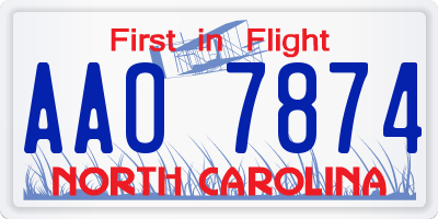 NC license plate AAO7874