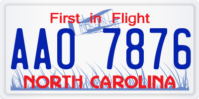NC license plate AAO7876