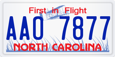 NC license plate AAO7877