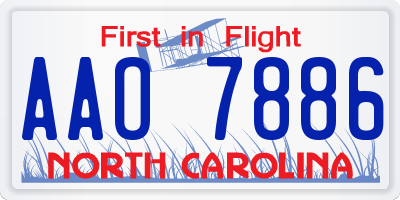 NC license plate AAO7886