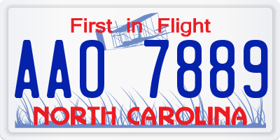 NC license plate AAO7889
