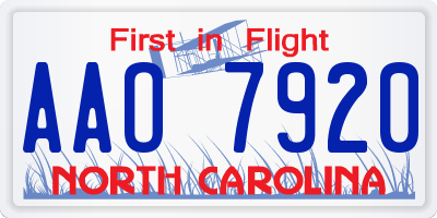 NC license plate AAO7920