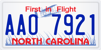 NC license plate AAO7921