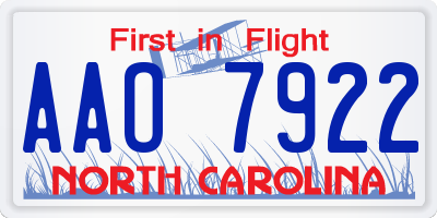 NC license plate AAO7922