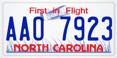 NC license plate AAO7923