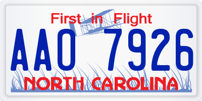NC license plate AAO7926