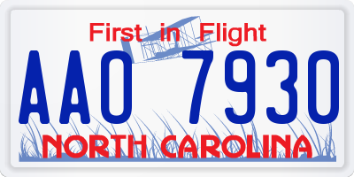 NC license plate AAO7930
