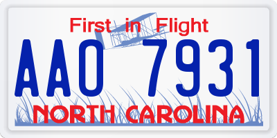 NC license plate AAO7931