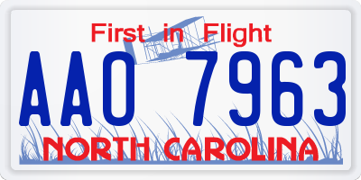 NC license plate AAO7963
