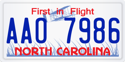 NC license plate AAO7986