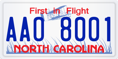 NC license plate AAO8001