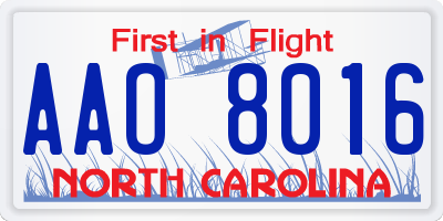 NC license plate AAO8016