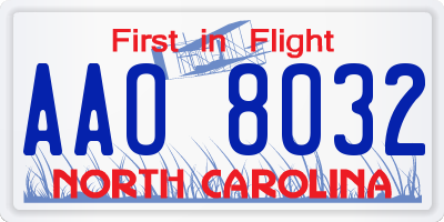 NC license plate AAO8032