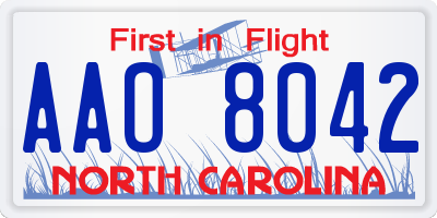 NC license plate AAO8042