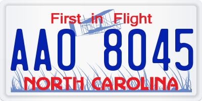 NC license plate AAO8045