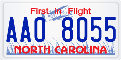 NC license plate AAO8055
