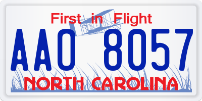 NC license plate AAO8057