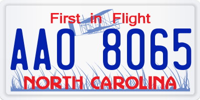 NC license plate AAO8065