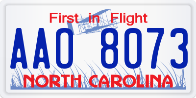 NC license plate AAO8073