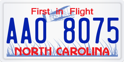 NC license plate AAO8075