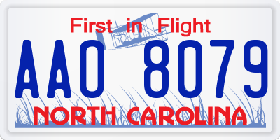 NC license plate AAO8079