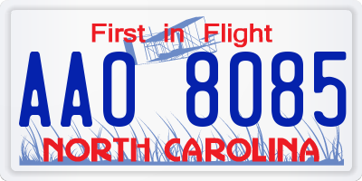 NC license plate AAO8085