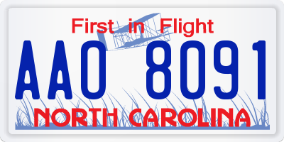 NC license plate AAO8091