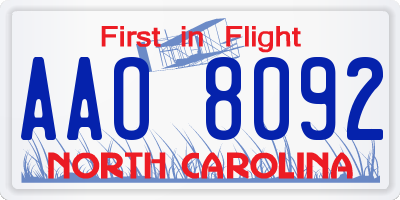 NC license plate AAO8092