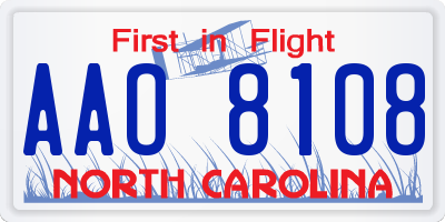 NC license plate AAO8108