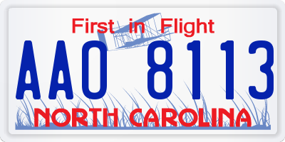 NC license plate AAO8113