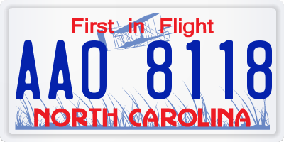 NC license plate AAO8118