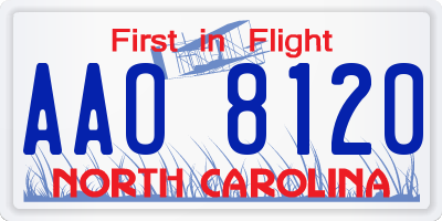 NC license plate AAO8120