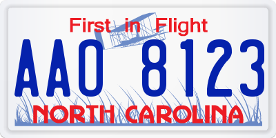 NC license plate AAO8123
