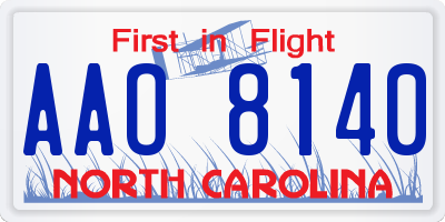 NC license plate AAO8140