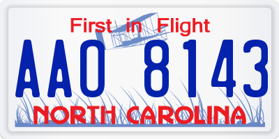 NC license plate AAO8143