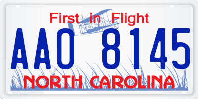 NC license plate AAO8145