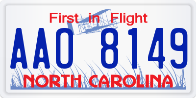 NC license plate AAO8149