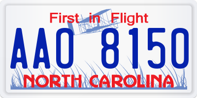 NC license plate AAO8150
