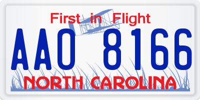 NC license plate AAO8166