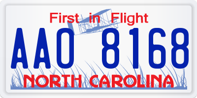 NC license plate AAO8168