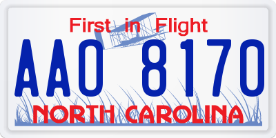 NC license plate AAO8170