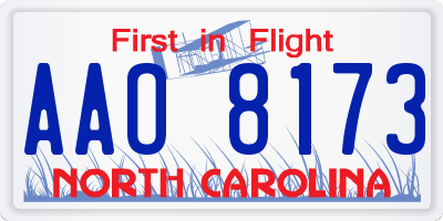 NC license plate AAO8173