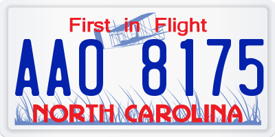 NC license plate AAO8175