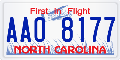 NC license plate AAO8177