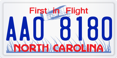 NC license plate AAO8180