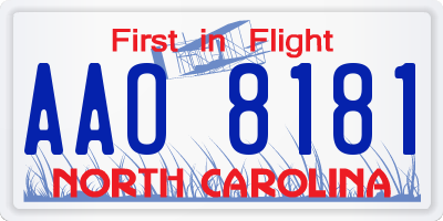 NC license plate AAO8181