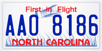 NC license plate AAO8186