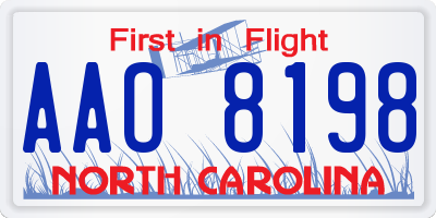NC license plate AAO8198