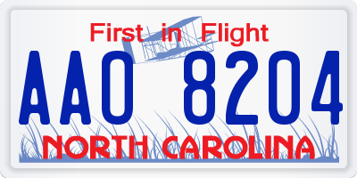 NC license plate AAO8204